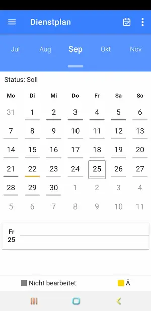 Scherm van de app