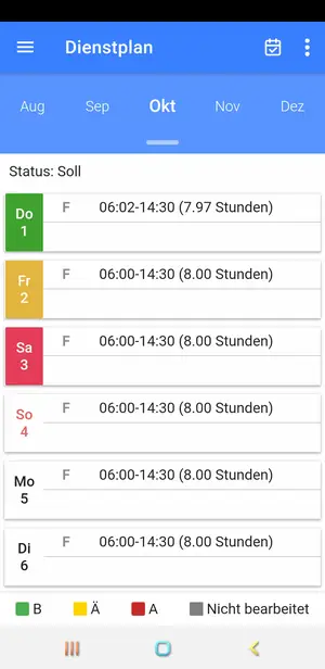 Scherm van de app