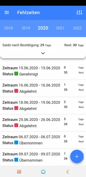 Scherm van de app